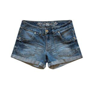 Express Women’s Jean Shorts Size 2 Distressed Denim Rolled Cuff Casual Summer